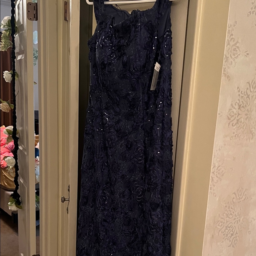 Alex Evenings Full/length sequined dark blue gown. Size 14